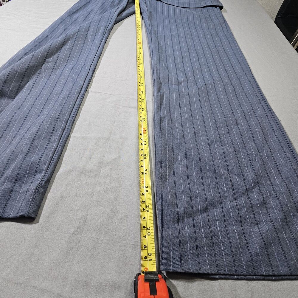 Zara Viral Skirt Overlay Pinstripe Pants Womens M Medium Gray Blue Wide Leg New - Picture 5 of 10